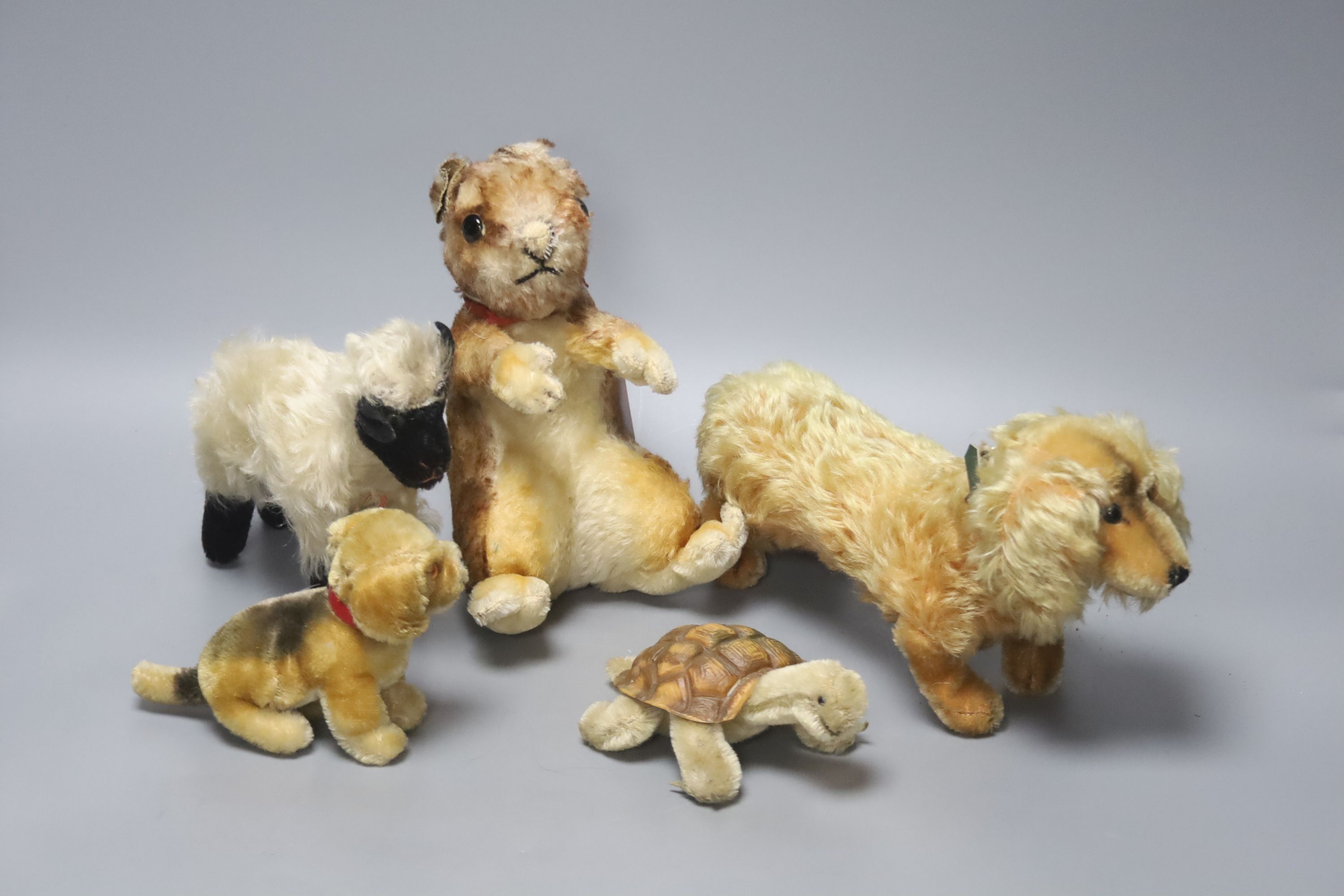 Five 1950's Steiff soft toys